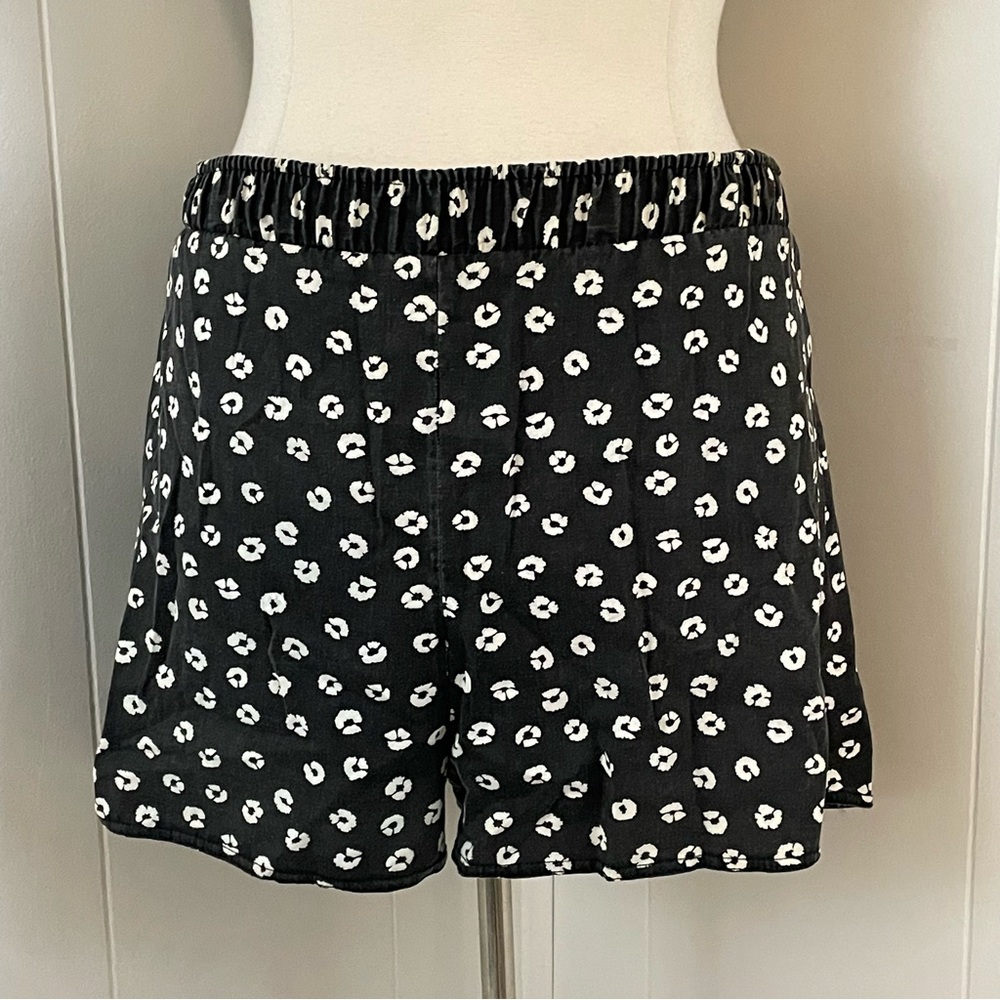 Vintage Floral Bikini Top Shorts Set Women’s XL Black White High Rise Union - Picture 3 of 15